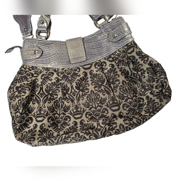 RARE- Vintage Y2K Guess Large Tapestry Cloth Alligator Print Handbag - Picture 4 of 12